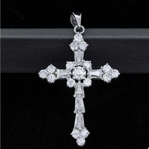 2.5CT Round Cut GRA Certified Real Moissanite Cross Pendant 925 Sterling Silver